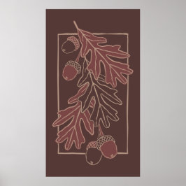 Poster Folhas de carvalho de outono e padrão de bolota