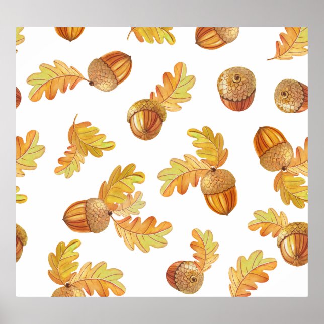 Poster Folhas de carvalho de outono: padrão colorido. (Frente)