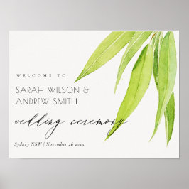 Poster FOLHAS DE EUCALIPTO EM Aquarela FOLHAGEM CASAMENTO