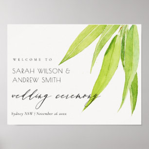 Poster FOLHAS DE EUCALIPTO EM Aquarela FOLHAGEM CASAMENTO