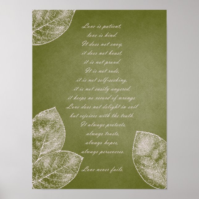 Poster Folhas de Grunge Verde (Frente)