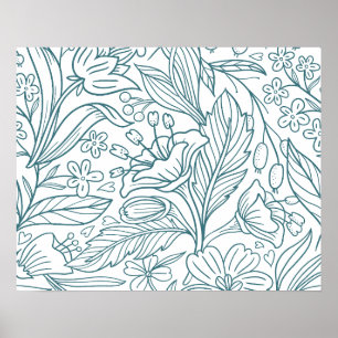 Poster Folhas de Hibisco Florais Simples e Elegantes