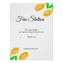 Póster folhas de limão desenhadas à mão adicionam favor d