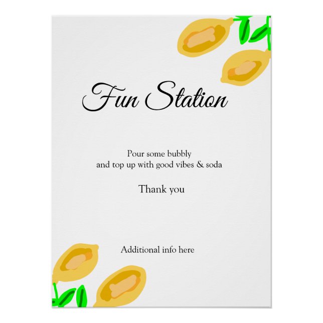 Póster folhas de limão desenhadas à mão adicionam lembran (Frente)