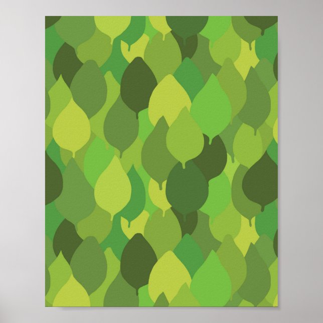 Poster Folhas de Lush alegres - padrão de superfície unif (Frente)