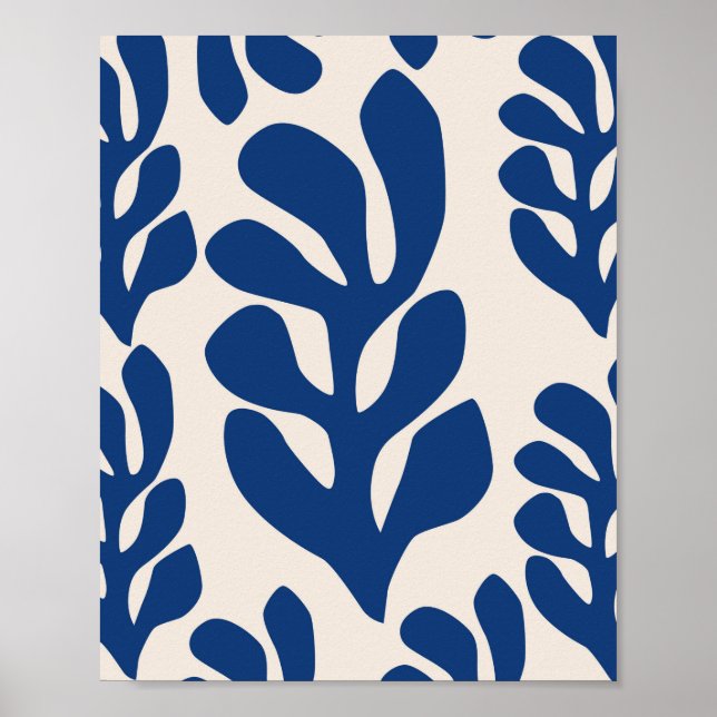 Poster Folhas de Matisse Azul (Frente)