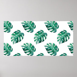 Poster Folhas de Monstera. Padrão de ilustração tropical