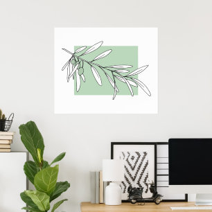Poster Folhas De Oliva Desenhadas À Mão
