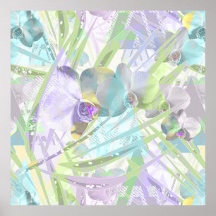 Poster Folhas de orquídea e palmeira, tropical