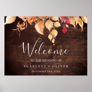 Poster Folhas de outono Casamento de boas-vindas à made