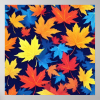 Folhas de outono Coloridas em Fundo Azul Escuro