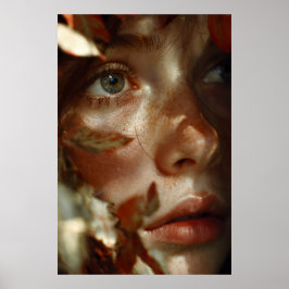 Poster Folhas de Outono Coroam Retrato Sardento
