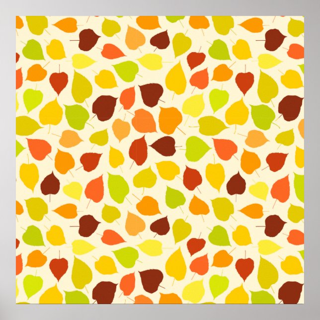 Poster Folhas de outono da árvore Linden (Frente)