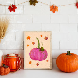 Poster Folhas de outono de Abóbora Rosa