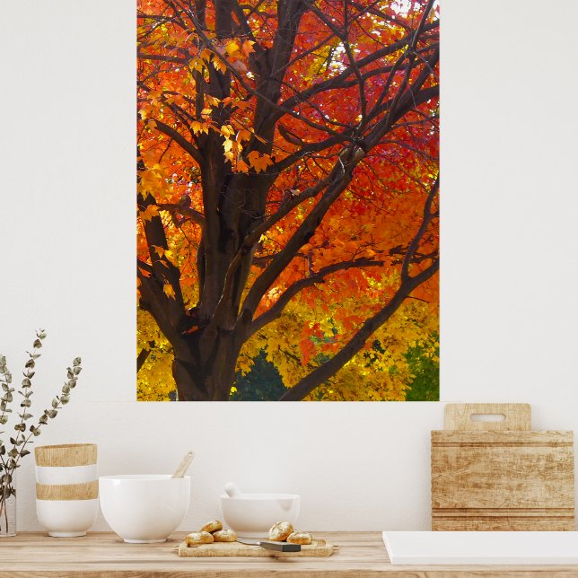 Poster Folhas de Outono de Amarelo e Laranja, Vertical ZS (Cozinha)