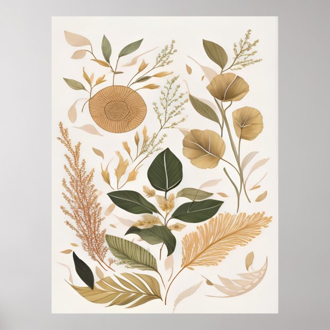Poster Folhas De Outono E Arte Flor (Frente)