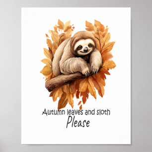 Poster Folhas de Outono e Preguiça Por Favor