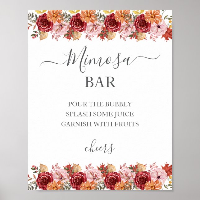 Poster Folhas de Outono Elegantes Casamento de Outono (Frente)
