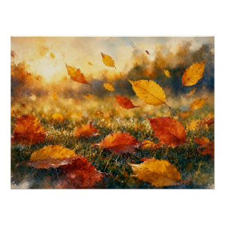 Póster Folhas de Outono em Movimento,