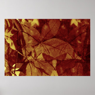 Poster Folhas de Outono Tons Ocre Abstratos