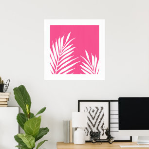 Poster Folhas de Palma de Acrilato Branco Coral