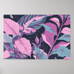 Poster Folhas de Pastel em Fundo Escuro