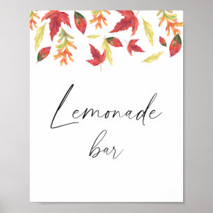 Poster Folhas de queda de aquarelas - bar de limonada