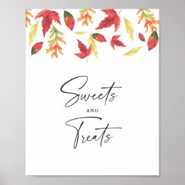 Poster Folhas de queda - doces e guloseimas chá de fralda