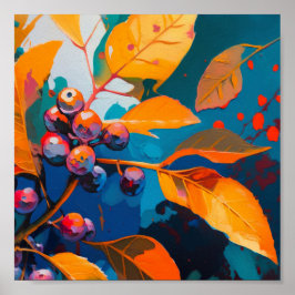 Poster Folhas de queda pintadas com óleo. Folhagem de out