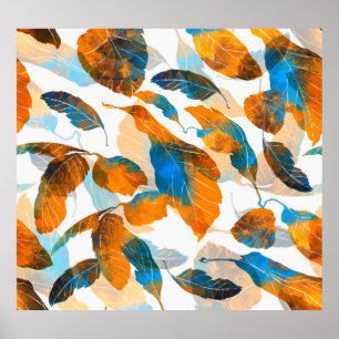 Poster Folhas de silhueta: aquarela, prato digital sem co