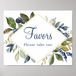 Poster Folhas de verde azul dourado folhagem Favoritos si