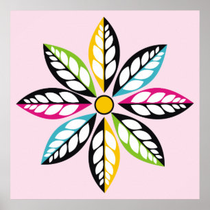Póster Folhas decorativas - Flor moderna, abstrata