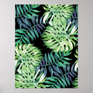 Póster Folhas dos trópicos da ilha havaiana de Monstera