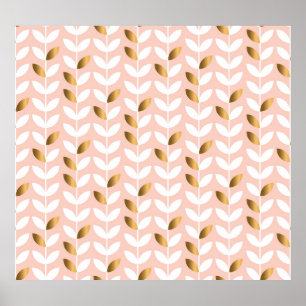Poster Folhas Douradas Elegantes: Rosy Vintage.