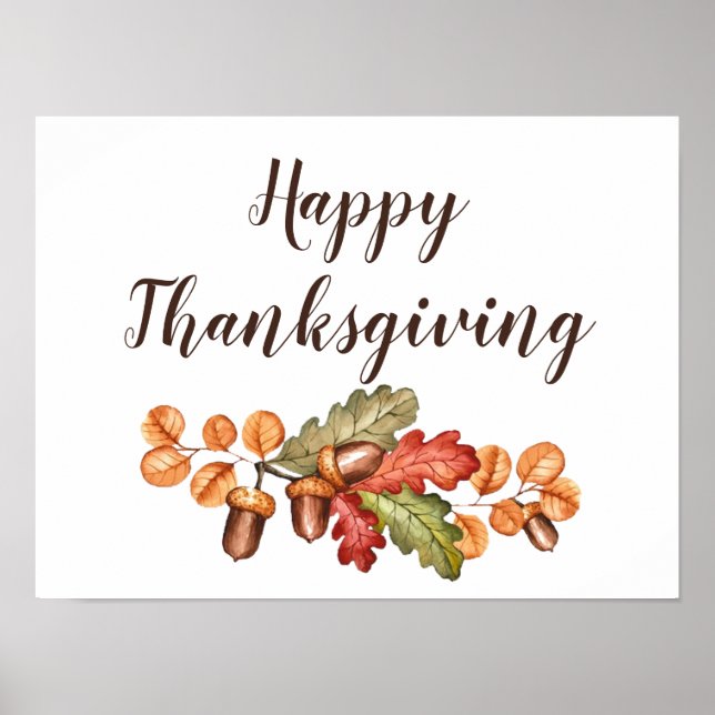 Poster Folhas e bolotas de outono (Frente)