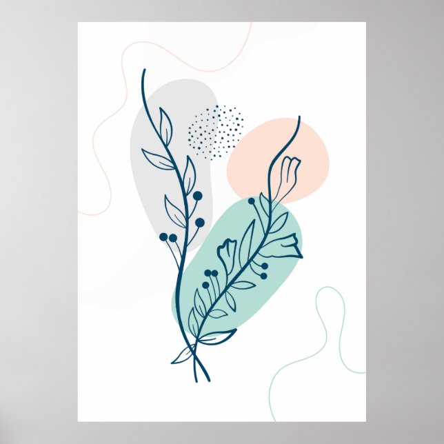 Poster Folhas e fundo de flores (Frente)