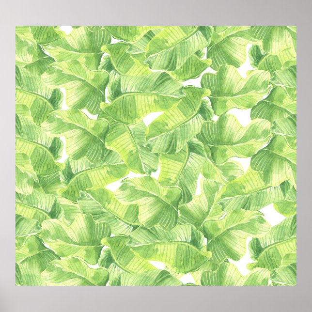 Poster Folhas Exóticas: Aquarela Sem Costura (Frente)