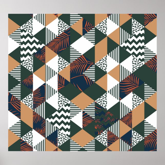 Poster Folhas geométricas de palma, padrão de tendências (Frente)