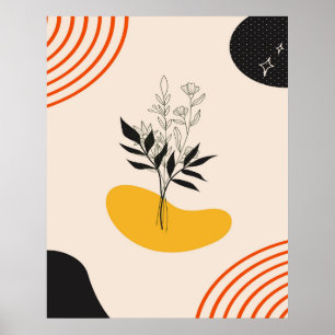 Poster Folhas Minimalistas Abstratas