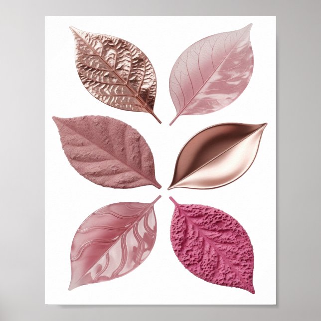 Poster Folhas prateadas de diferentes tons e texturas (Frente)
