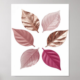 Poster Folhas prateadas e elegantes DE CORES DIFERENTES