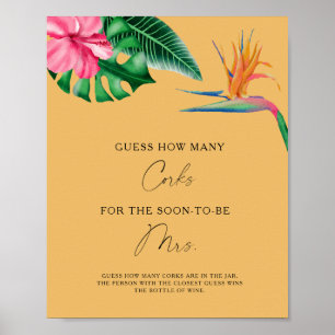 Poster Folhas Tropicais - Adivinhe Quantas Rolhas 