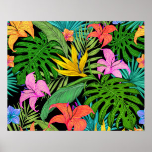 Poster Folhas Tropicais de Verão Coloridas Elegantes