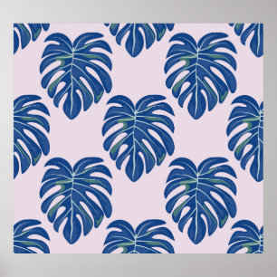 Poster Folhas Tropicais Fashionáveis Padrão Sem Costura