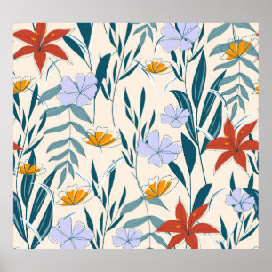Poster Folhas Tropicais: Fundo Abstrato fascinável.
