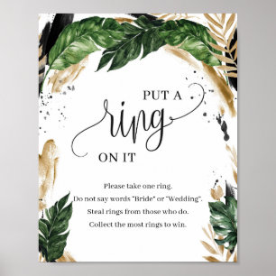 Poster Folhas tropicais hawai colocou um anel no jogo de