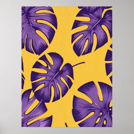 Poster Folhas Tropicais Modernas - Arte Amarela Vibrante