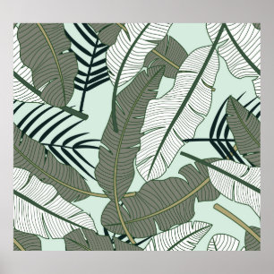 Poster Folhas Tropicais: Padrão Natural Invisível.