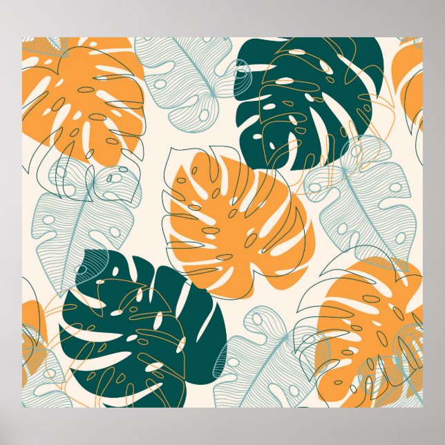 Poster Folhas Tropicais: Selva Selva Vintage (Frente)