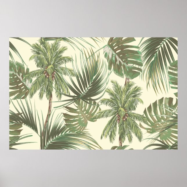 Poster Folhas tropicais sem costura (Frente)